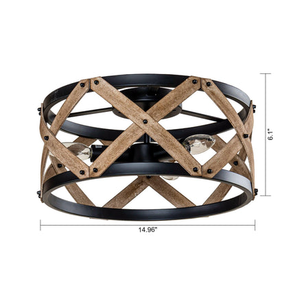 Rustic 3-Light Industrial Drum Flush Mount Ceiling Light Home Decor > Lighting > Ceiling Lights TriadCommerceInc