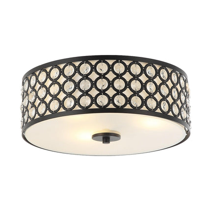3-Light Modern LED Flush Mount Light with Crystal Shade Home Decor > Lighting > Ceiling Lights TriadCommerceInc Black