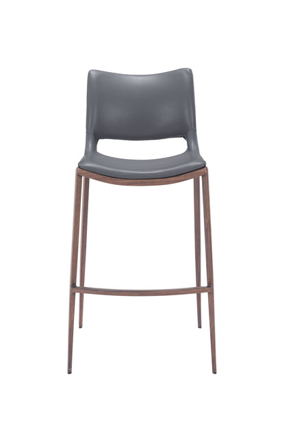 Ace Barstool (Set of 2) Dark Gray & Walnut Barstools TriadCommerceInc   