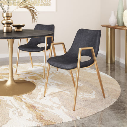 Desi Dining Chair (Set of 2) Black & Gold Chairs TriadCommerceInc   