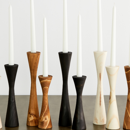 Geo Tapered Wooden Candlestick Holder Décor TriadCommerceInc Espresso Black Set of 2