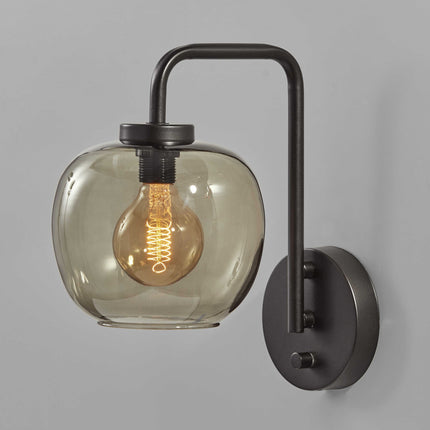Smoked Glass Globe Shade With Vintage Edison Bulb And Matte Black Metal Wall Lamp Home Decor > Lighting > Wall Lighting > Wall Sconces TriadCommerceInc