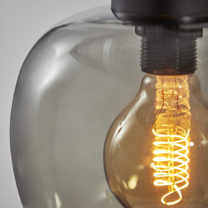 Smoked Glass Globe Shade With Vintage Edison Bulb And Matte Black Metal Wall Lamp Home Decor > Lighting > Wall Lighting > Wall Sconces TriadCommerceInc