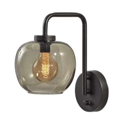 Smoked Glass Globe Shade With Vintage Edison Bulb And Matte Black Metal Wall Lamp Home Decor > Lighting > Wall Lighting > Wall Sconces TriadCommerceInc Default Title