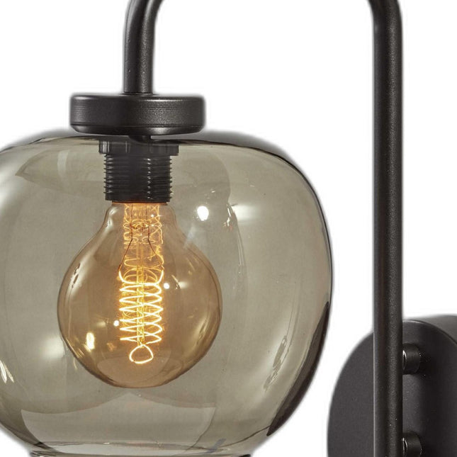 Smoked Glass Globe Shade With Vintage Edison Bulb And Matte Black Metal Wall Lamp Home Decor > Lighting > Wall Lighting > Wall Sconces TriadCommerceInc