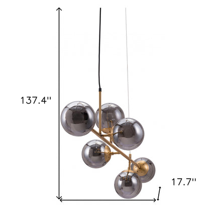 Gold Kitchen Island Six Light Metal Dimmable Ceiling Light With Clear Shades Chandeliers TriadCommerceInc   
