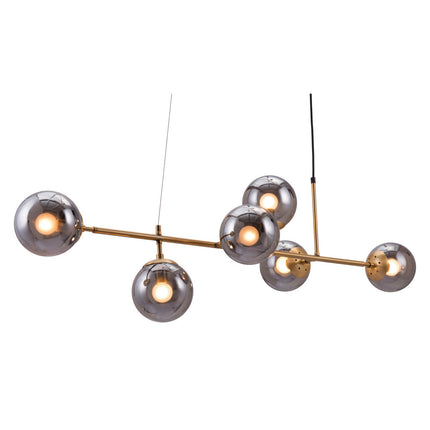 Gold Kitchen Island Six Light Metal Dimmable Ceiling Light With Clear Shades Chandeliers TriadCommerceInc   