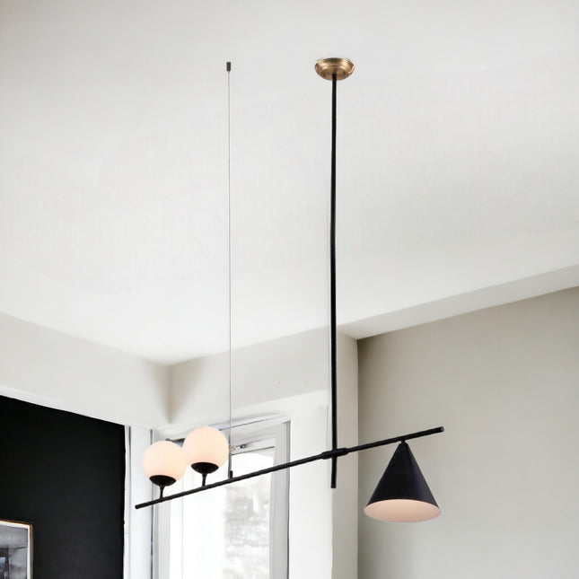 Black and White Three-Light Ceiling Fixture Chandeliers TriadCommerceInc Default Title