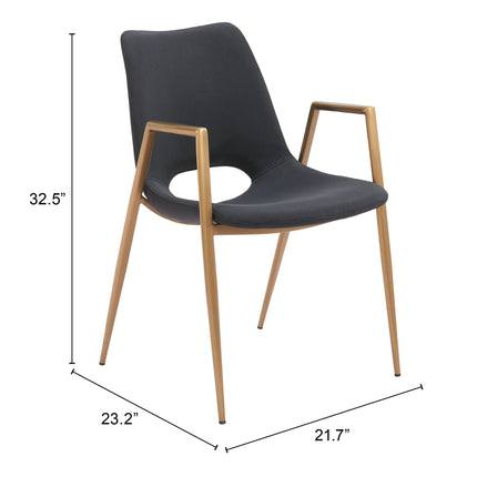 Desi Dining Chair (Set of 2) Black & Gold Chairs TriadCommerceInc   