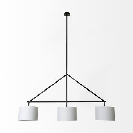Metal Framed White Shade Three Bulb Hanging Light Pendants TriadCommerceInc   