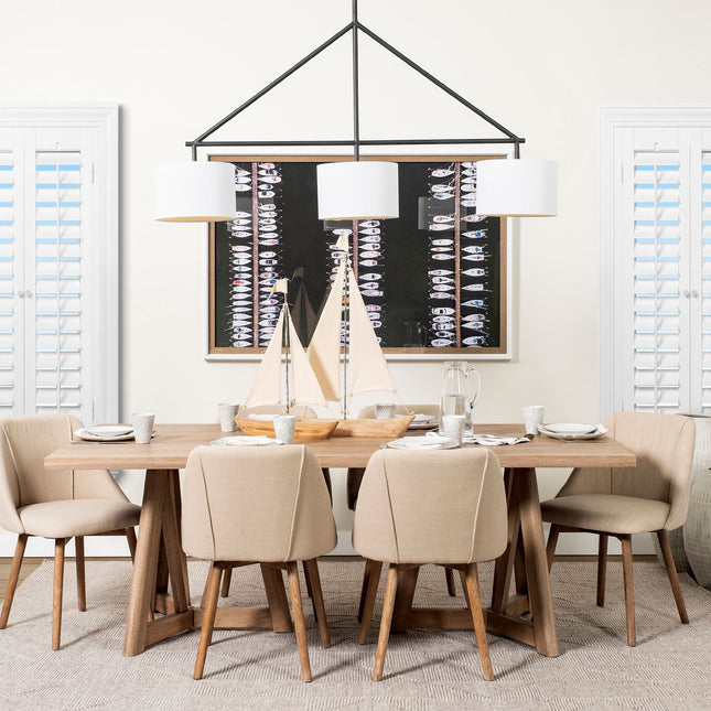 Metal Framed White Shade Three Bulb Hanging Light Home Decor > Lighting > Ceiling Lights > Pendant Lights TriadCommerceInc