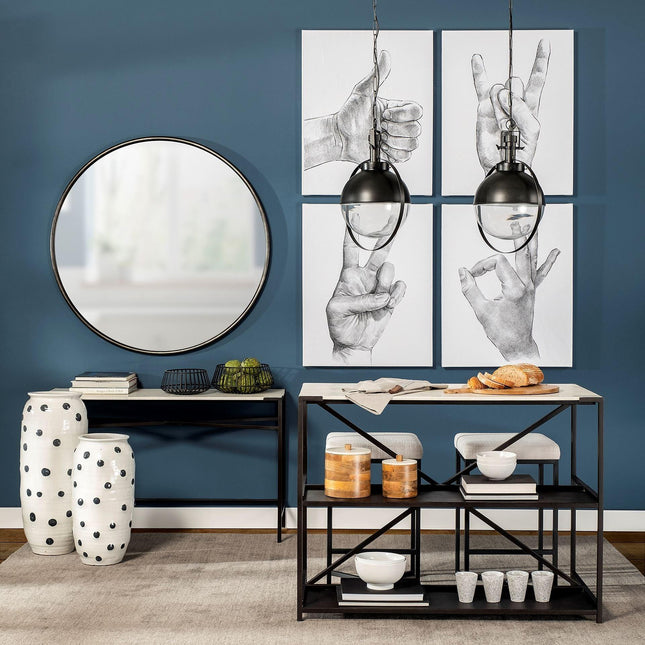 Black Metal Sphere Pendant Hanging Light Pendants TriadCommerceInc   
