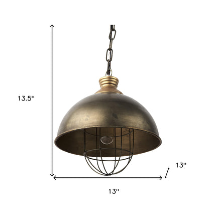 Distressed Bronze Metal Dome Hanging Light Pendants TriadCommerceInc   