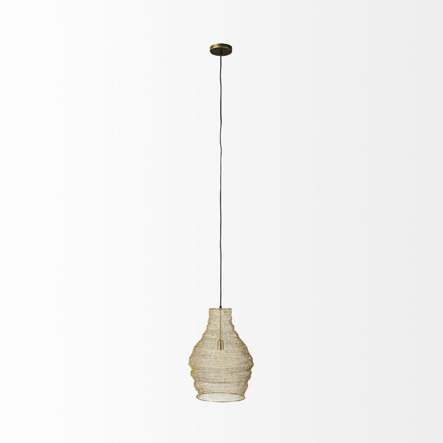 Gold Metal Wire Mesh Hanging Pendant Light Pendants TriadCommerceInc   