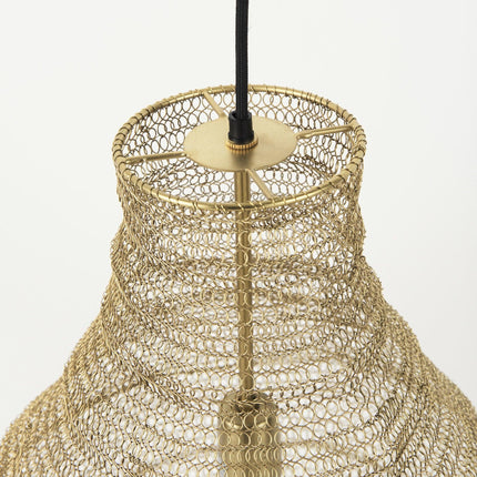 Gold Metal Wire Mesh Hanging Pendant Light Pendants TriadCommerceInc   