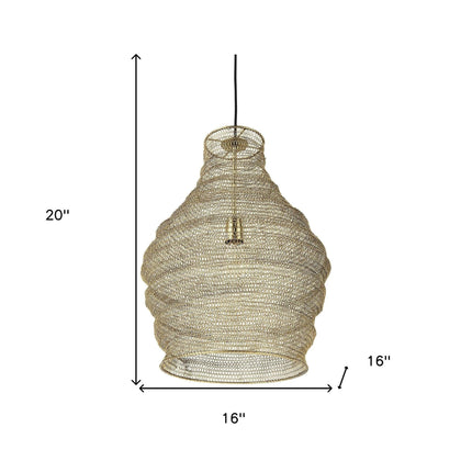 Gold Metal Wire Mesh Hanging Pendant Light Pendants TriadCommerceInc Default Title  