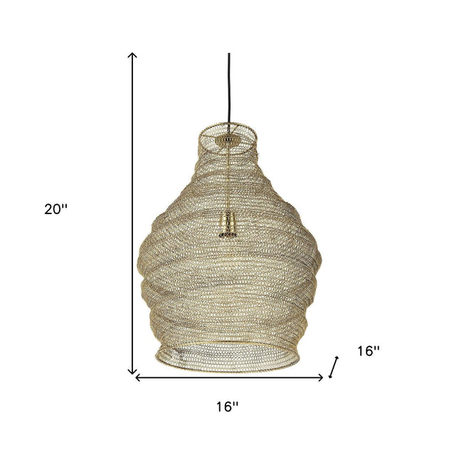 Gold Metal Wire Mesh Hanging Pendant Light Pendants TriadCommerceInc Default Title  