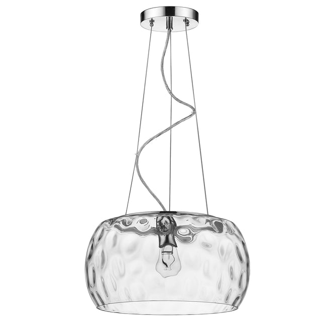 Mystere 1-Light Polished Chrome Pendant With Dimpled Glass Shade Home Decor > Lighting > Ceiling Lights > Pendant Lights TriadCommerceInc