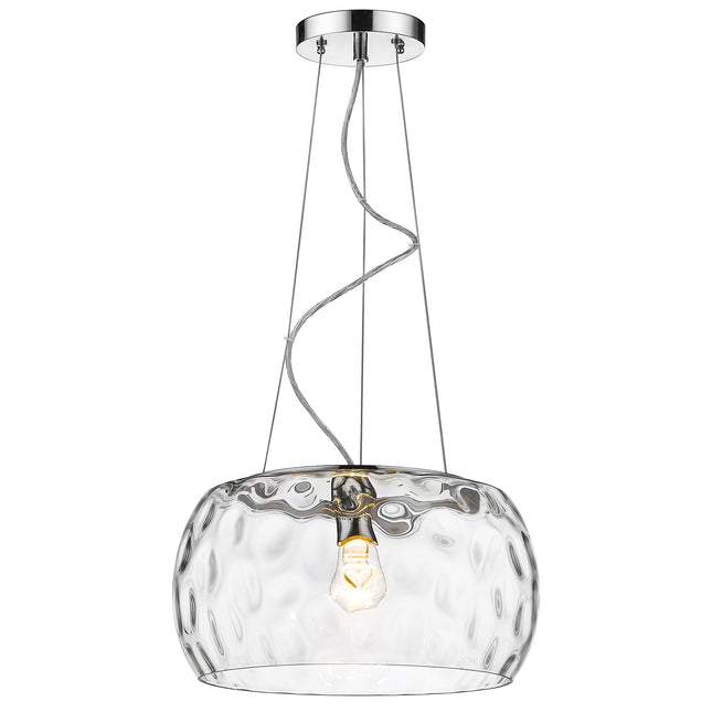 Mystere 1-Light Polished Chrome Pendant With Dimpled Glass Shade Home Decor > Lighting > Ceiling Lights > Pendant Lights TriadCommerceInc Default Title