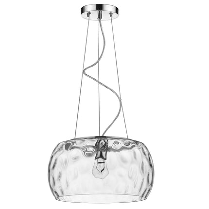 Mystere 1-Light Polished Chrome Pendant With Dimpled Glass Shade Home Decor > Lighting > Ceiling Lights > Pendant Lights TriadCommerceInc