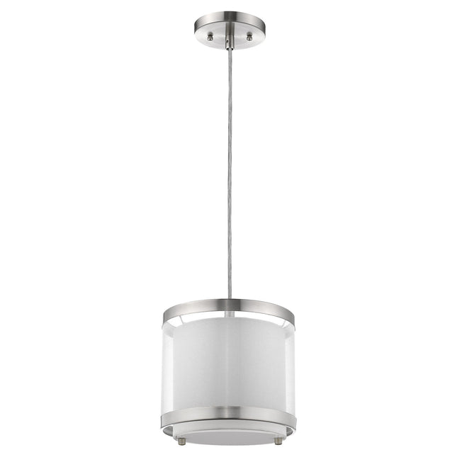 White Silver Fabric Shade Hanging Light Fixture Home Decor > Lighting > Ceiling Lights > Pendant Lights TriadCommerceInc
