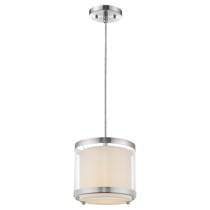 White Silver Fabric Shade Hanging Light Fixture Home Decor > Lighting > Ceiling Lights > Pendant Lights TriadCommerceInc Default Title