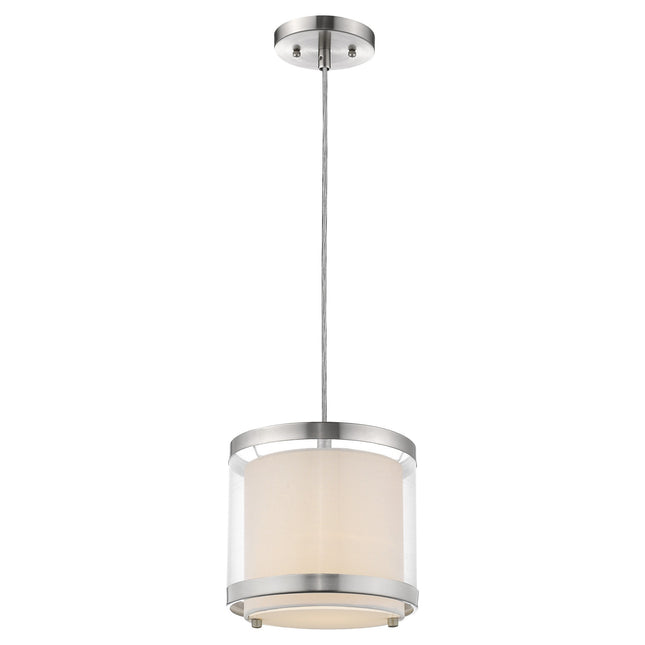 White Silver Fabric Shade Hanging Light Fixture Home Decor > Lighting > Ceiling Lights > Pendant Lights TriadCommerceInc Default Title