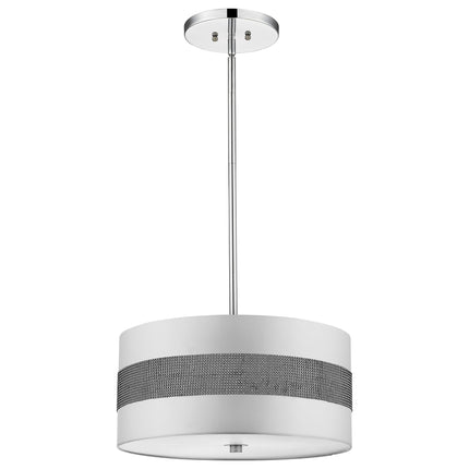 Harmony 3-Light Metallic Silver Pendant With Crystal Platinum Sheen Shade Home Decor > Lighting > Ceiling Lights > Pendant Lights TriadCommerceInc