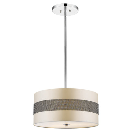 Harmony 3-Light Metallic Silver Pendant With Crystal Platinum Sheen Shade Home Decor > Lighting > Ceiling Lights > Pendant Lights TriadCommerceInc Default Title