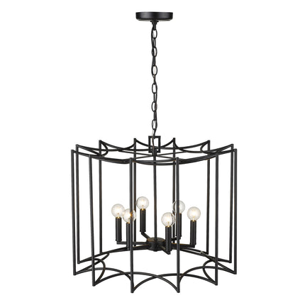 Rhian 8-Light Matte Black Pendant Pendants TriadCommerceInc   