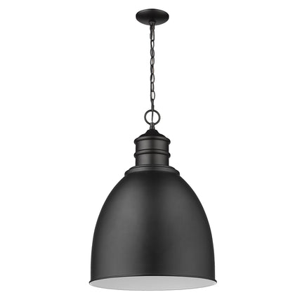 Colby 1-Light Matte Black Pendant Light with Gloss White Interior Shade Home Decor > Lighting > Ceiling Lights > Pendant Lights TriadCommerceInc