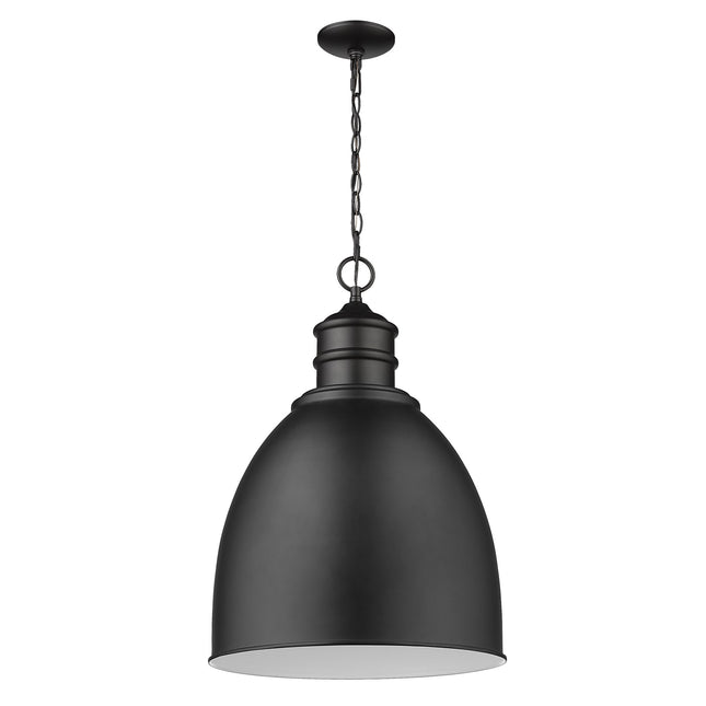Colby 1-Light Matte Black Pendant Light with Gloss White Interior Shade Home Decor > Lighting > Ceiling Lights > Pendant Lights TriadCommerceInc