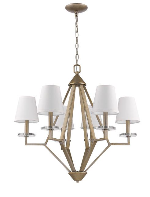 Easton 6-Light Washed Gold Chandelier With Crystal Bobeches And White Fabric Shades Home Decor > Lighting > Ceiling Lights > Chandelier TriadCommerceInc