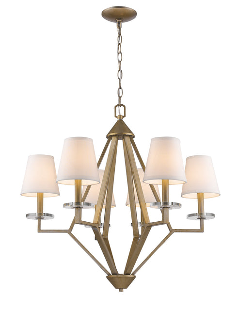 Easton 6-Light Washed Gold Chandelier With Crystal Bobeches And White Fabric Shades Home Decor > Lighting > Ceiling Lights > Chandelier TriadCommerceInc