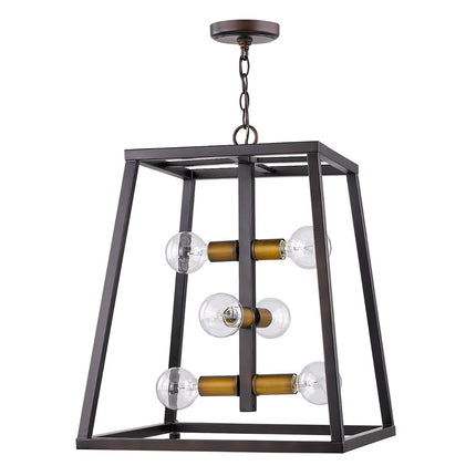 Tiberton 6-Light Oil-Rubbed Bronze Foyer Pendant With Antique Brass Sockets Pendants TriadCommerceInc   