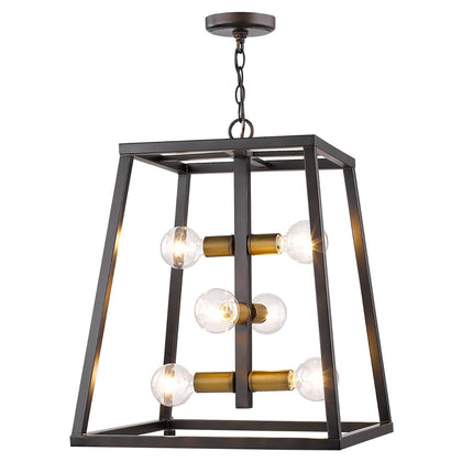 Tiberton 6-Light Oil-Rubbed Bronze Foyer Pendant With Antique Brass Sockets Pendants TriadCommerceInc Default Title  