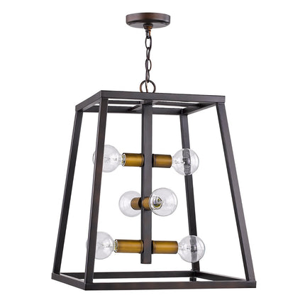 Tiberton 6-Light Oil-Rubbed Bronze Foyer Pendant With Antique Brass Sockets Pendants TriadCommerceInc   