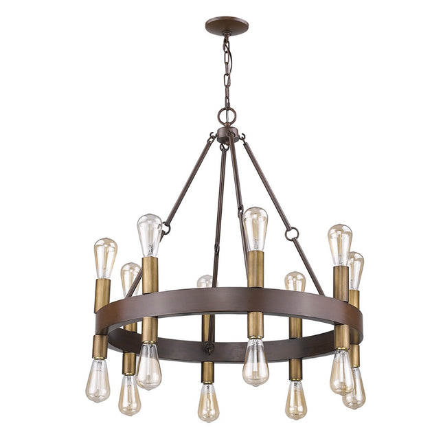 Cumberland 16-Light Wood Finish Chandelier With Raw Brass Sockets Home Decor > Lighting > Ceiling Lights > Chandelier TriadCommerceInc