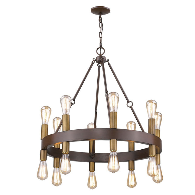 Cumberland 16-Light Wood Finish Chandelier With Raw Brass Sockets Home Decor > Lighting > Ceiling Lights > Chandelier TriadCommerceInc