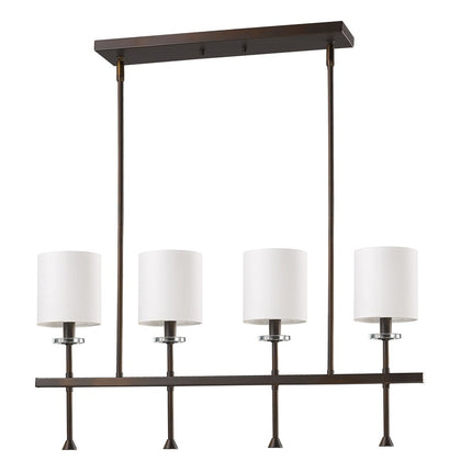 Kara 4-Light Oil-Rubbed Bronze Island Pendant With Fabric Shades And Crystal Bobeches Home Decor > Lighting > Ceiling Lights > Pendant Lights TriadCommerceInc Default Title