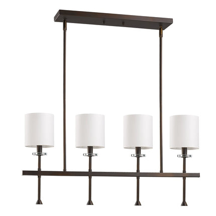 Kara 4-Light Oil-Rubbed Bronze Island Pendant With Fabric Shades And Crystal Bobeches Home Decor > Lighting > Ceiling Lights > Pendant Lights TriadCommerceInc
