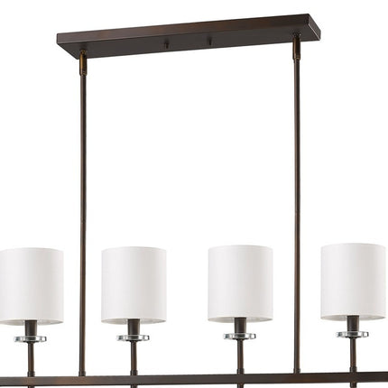 Kara 4-Light Oil-Rubbed Bronze Island Pendant With Fabric Shades And Crystal Bobeches Home Decor > Lighting > Ceiling Lights > Pendant Lights TriadCommerceInc