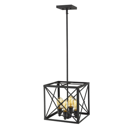 Brooklyn 4-Light Matte Black Pendant With Metal Framework Shade Home Decor > Lighting > Ceiling Lights > Pendant Lights TriadCommerceInc