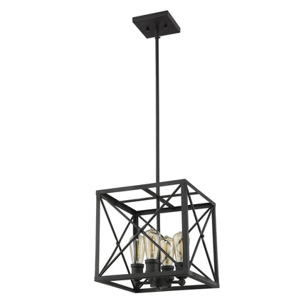 Brooklyn 4-Light Matte Black Pendant With Metal Framework Shade Home Decor > Lighting > Ceiling Lights > Pendant Lights TriadCommerceInc