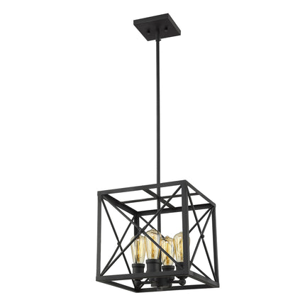 Brooklyn 4-Light Matte Black Pendant With Metal Framework Shade Home Decor > Lighting > Ceiling Lights > Pendant Lights TriadCommerceInc