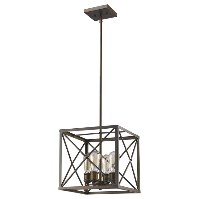 Brooklyn 4-Light Oil-Rubbed Bronze Pendant With Metal Framework Shade Home Decor > Lighting > Ceiling Lights > Pendant Lights TriadCommerceInc Default Title
