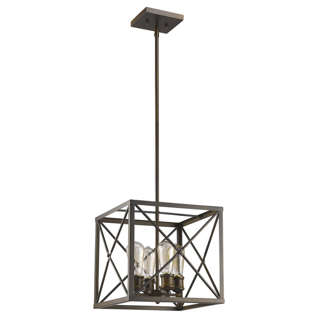Brooklyn 4-Light Oil-Rubbed Bronze Pendant With Metal Framework Shade Home Decor > Lighting > Ceiling Lights > Pendant Lights TriadCommerceInc