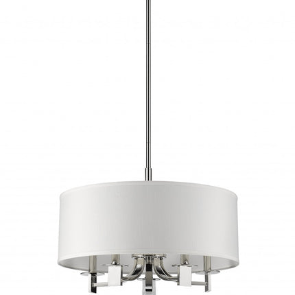 Andrea 5-Light Polished Nickel Drum Pendant With Ivory Hardback Shade Home Decor > Lighting > Ceiling Lights > Pendant Lights TriadCommerceInc Default Title
