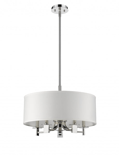 Andrea 5-Light Polished Nickel Drum Pendant With Ivory Hardback Shade Home Decor > Lighting > Ceiling Lights > Pendant Lights TriadCommerceInc Default Title