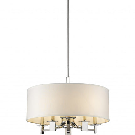 Andrea 5-Light Polished Nickel Drum Pendant With Ivory Hardback Shade Home Decor > Lighting > Ceiling Lights > Pendant Lights TriadCommerceInc